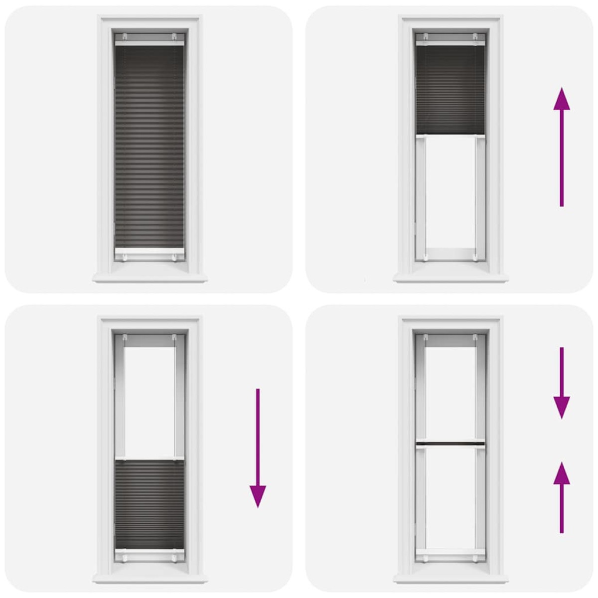 vidaXL Πλισέ περσίδα Μαύρο 45x150 cm Πλάτος υφάσματος 44,4 cm