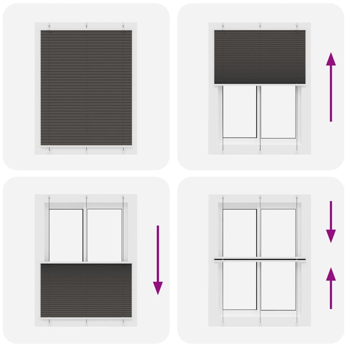 vidaXL Πλισέ περσίδα Μαύρο 105x150 cm Πλάτος υφάσματος 104,4 cm