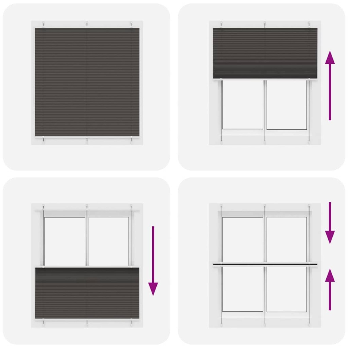vidaXL Πλισέ περσίδα Μαύρο 115x150 cm Πλάτος υφάσματος 114,4 cm