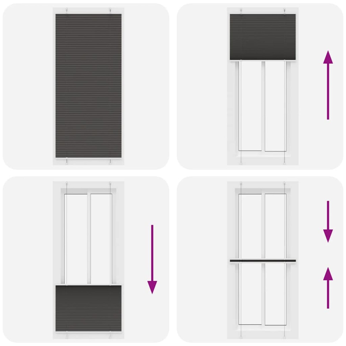 vidaXL Πλισέ περσίδα Μαύρο 85x200 cm Πλάτος υφάσματος 84,4 cm