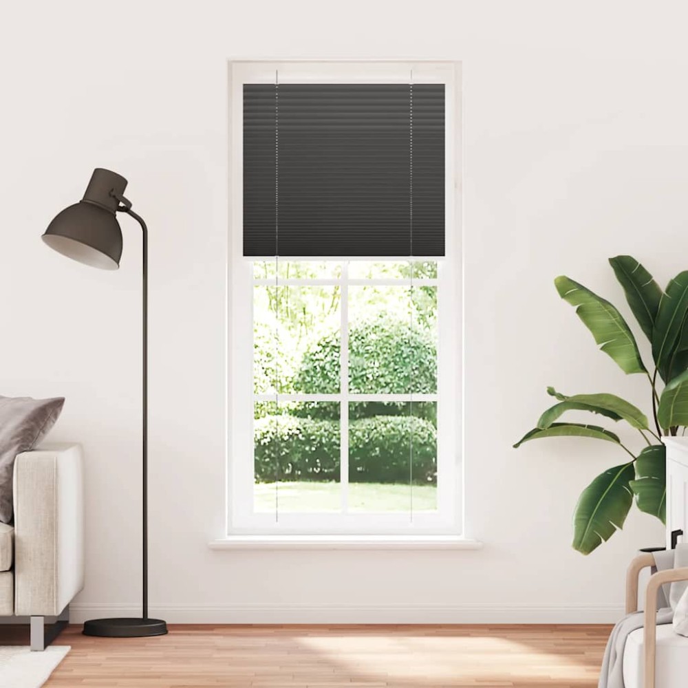 vidaXL Πλισέ περσίδα Μαύρο 90x200 cm Πλάτος υφάσματος 89,4 cm