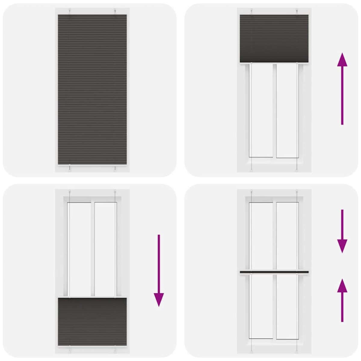 vidaXL Πλισέ περσίδα Μαύρο 95x200 cm Πλάτος υφάσματος 94,4 cm
