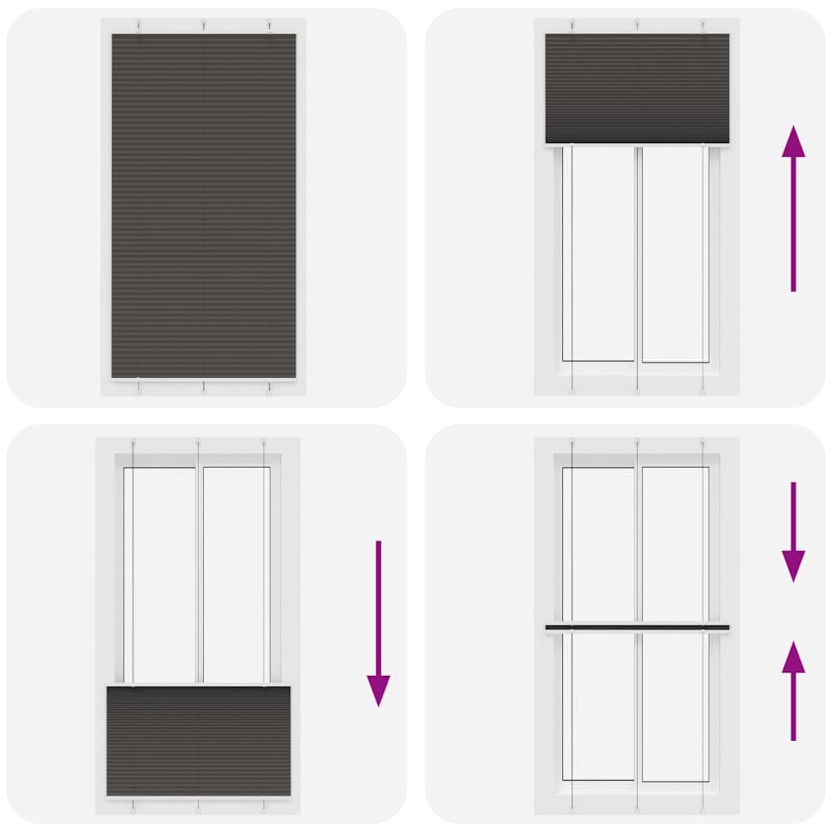 vidaXL Πλισέ περσίδα Μαύρο 105x200 cm Πλάτος υφάσματος 104,4 cm