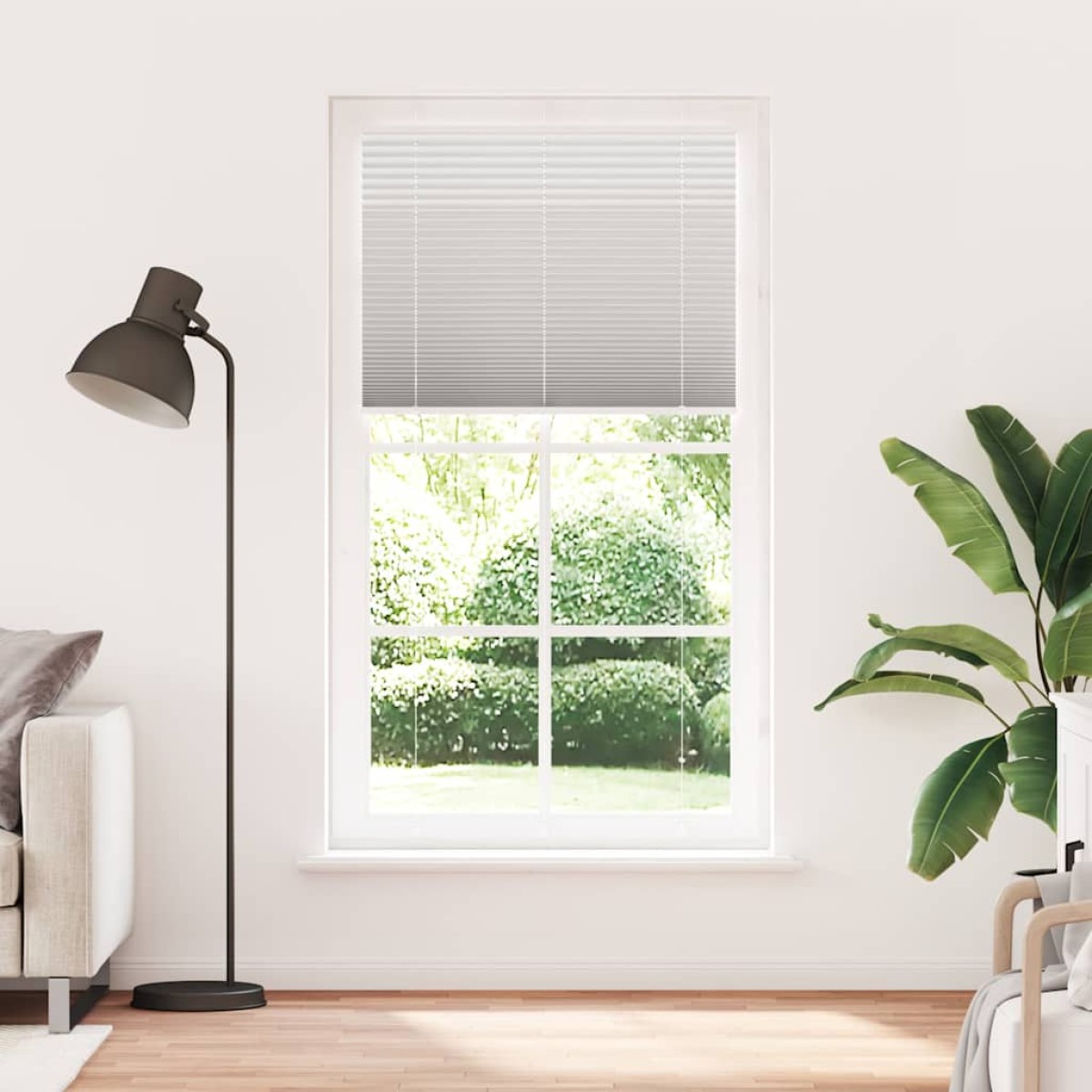 vidaXL Πλισέ περσίδα ανοιχτό γκρι 105x200 cm Πλάτος υφάσματος 104,4 cm