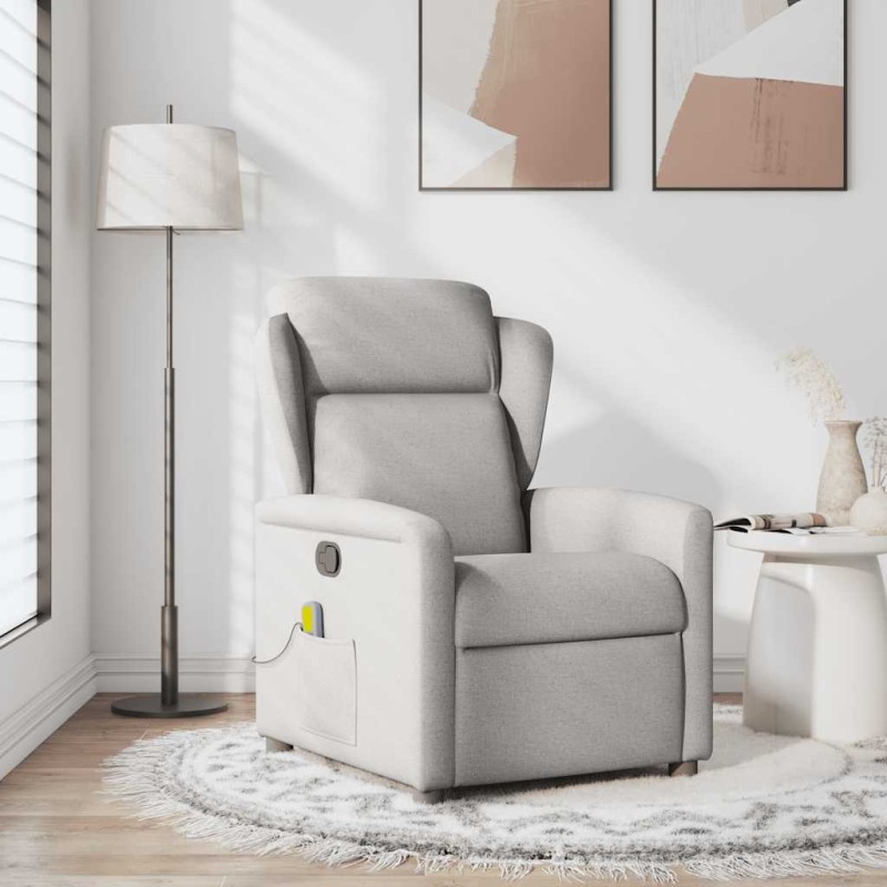 vidaXL καρέκλα ανάκλισης μασάζ Cloud Grey Fabric