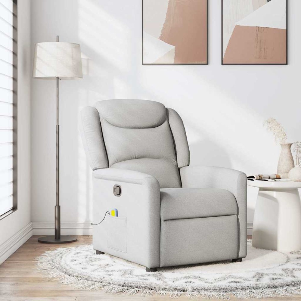 vidaXL καρέκλα ανάκλισης μασάζ Cloud Grey Fabric