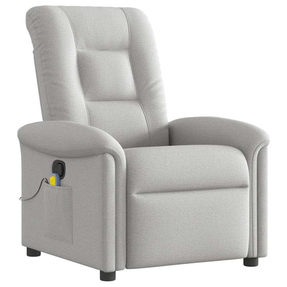 vidaXL καρέκλα ανάκλισης μασάζ Cloud Grey Fabric