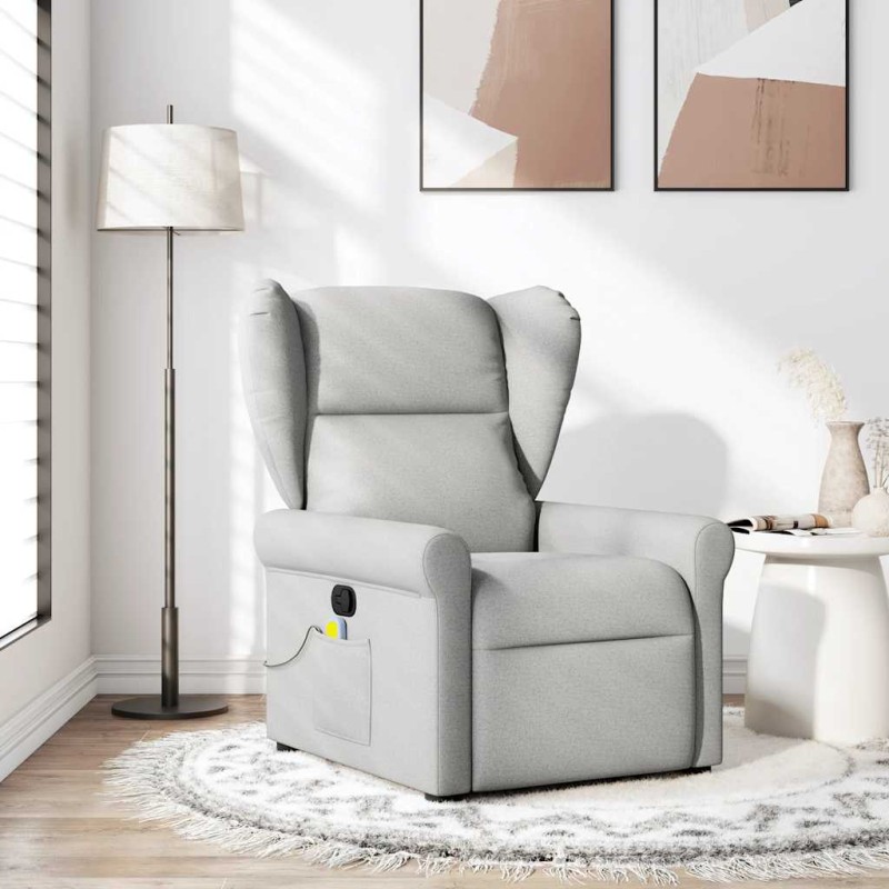 vidaXL καρέκλα ανάκλισης μασάζ Cloud Grey Fabric