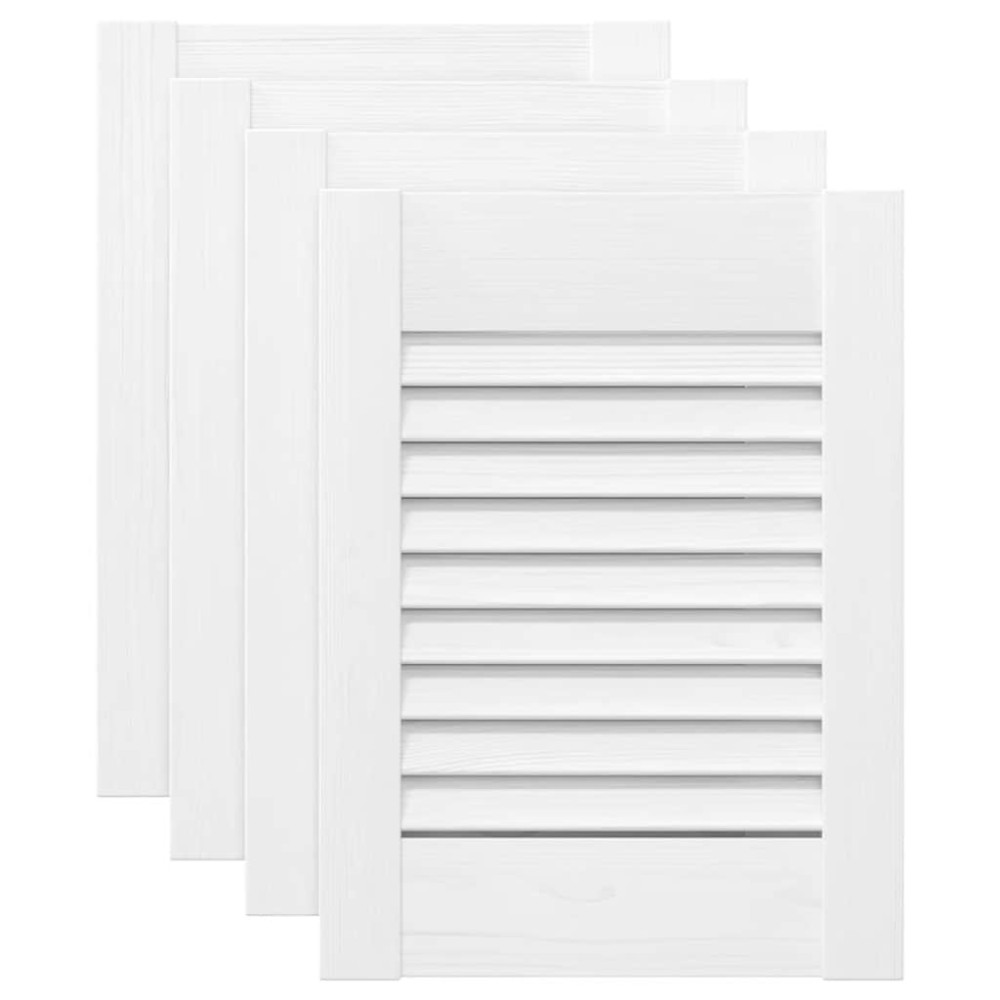 vidaXL Πόρτες ντουλαπιών Louvred Design 4 τεμάχια Λευκό 39,5x29,5 cm