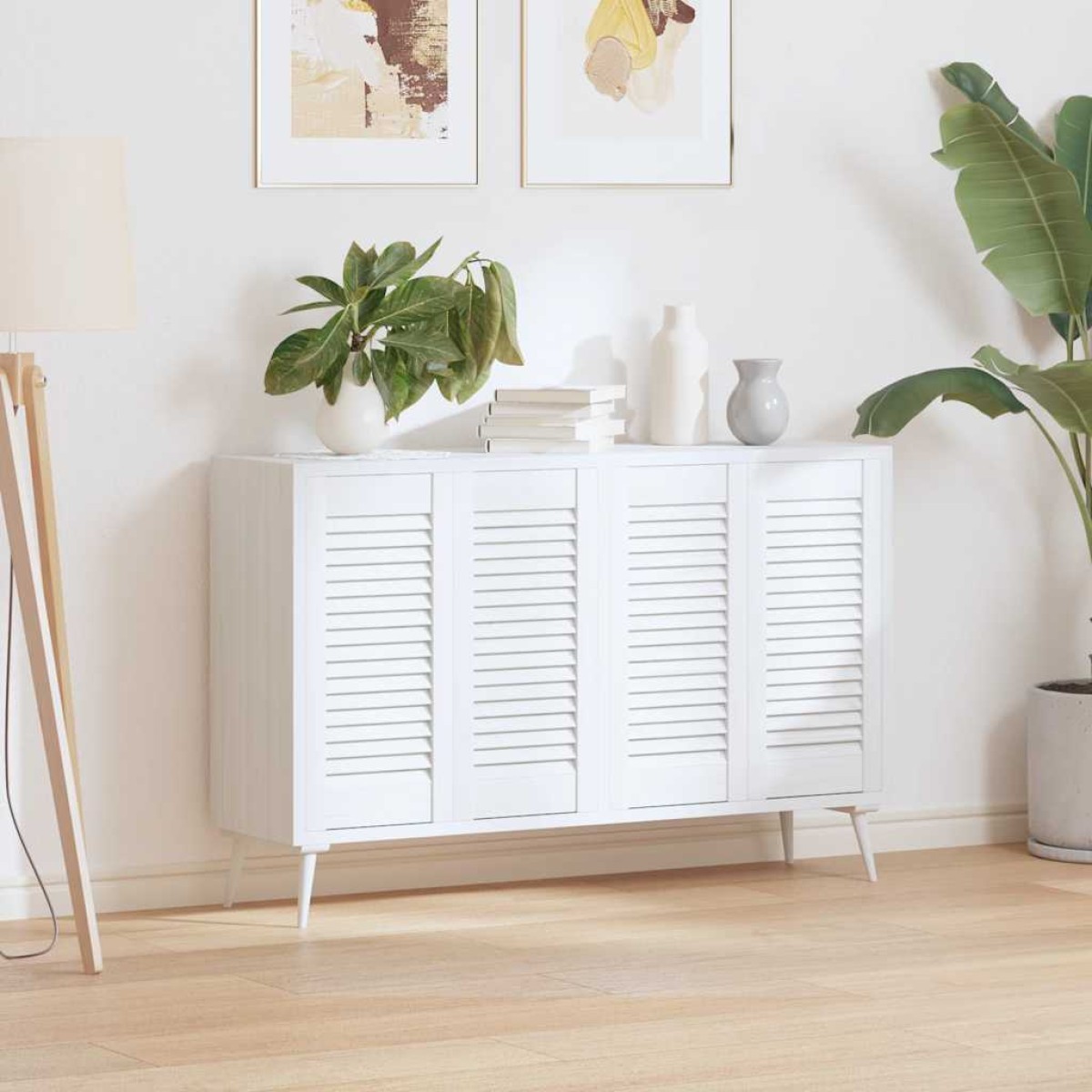 vidaXL Πόρτες ντουλαπιών Louvred Design 4 τεμάχια Λευκό 61,5x29,5 cm