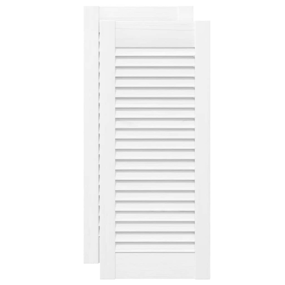 vidaXL Πόρτες ντουλαπιών Louvred Design 2 τεμάχια Λευκό 69x29,5 cm