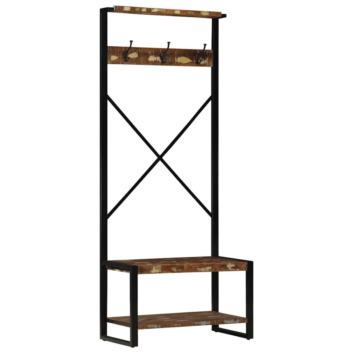 vidaXL Ράφι για ρούχα Πολύχρωμο 80x40x190 cm Ξύλο μασίφ ανακυκλωμένο