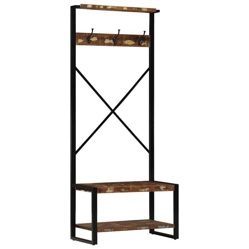 vidaXL Ράφι για ρούχα Πολύχρωμο 80x40x190 cm Ξύλο μασίφ ανακυκλωμένο
