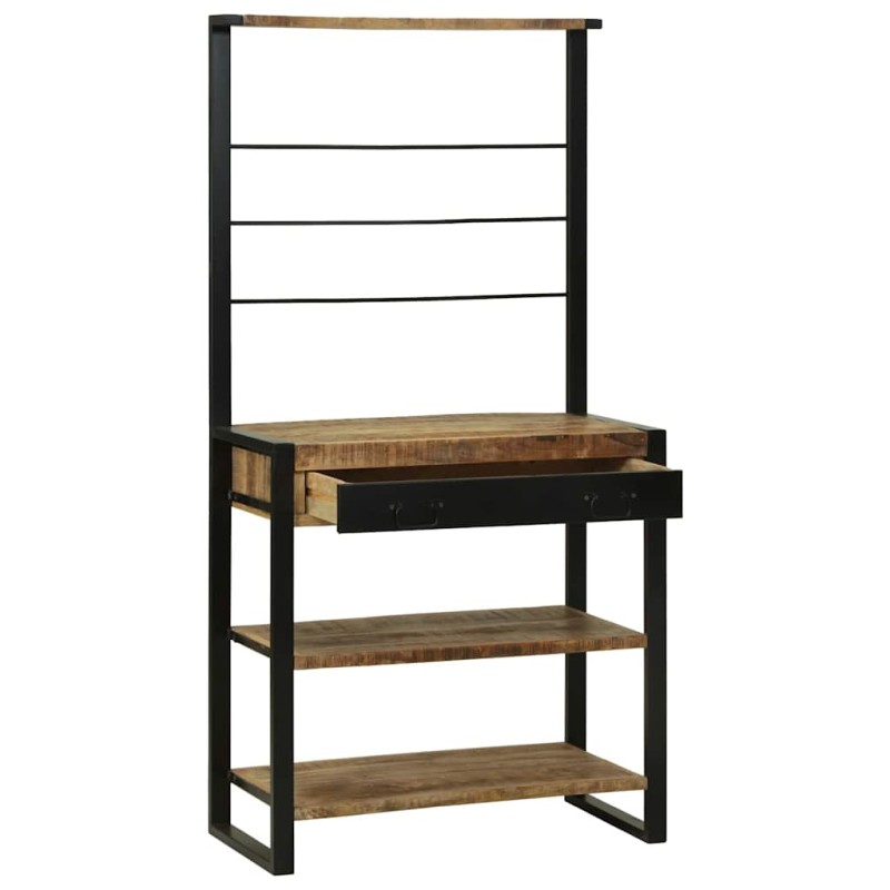 vidaXL Ράφι κουζίνας Καφέ και Μαύρο 80 x 40 x 160 cm
