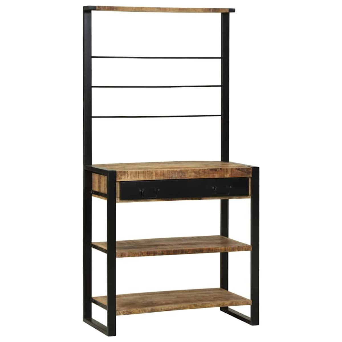 vidaXL Ράφι κουζίνας Καφέ και Μαύρο 80 x 40 x 160 cm