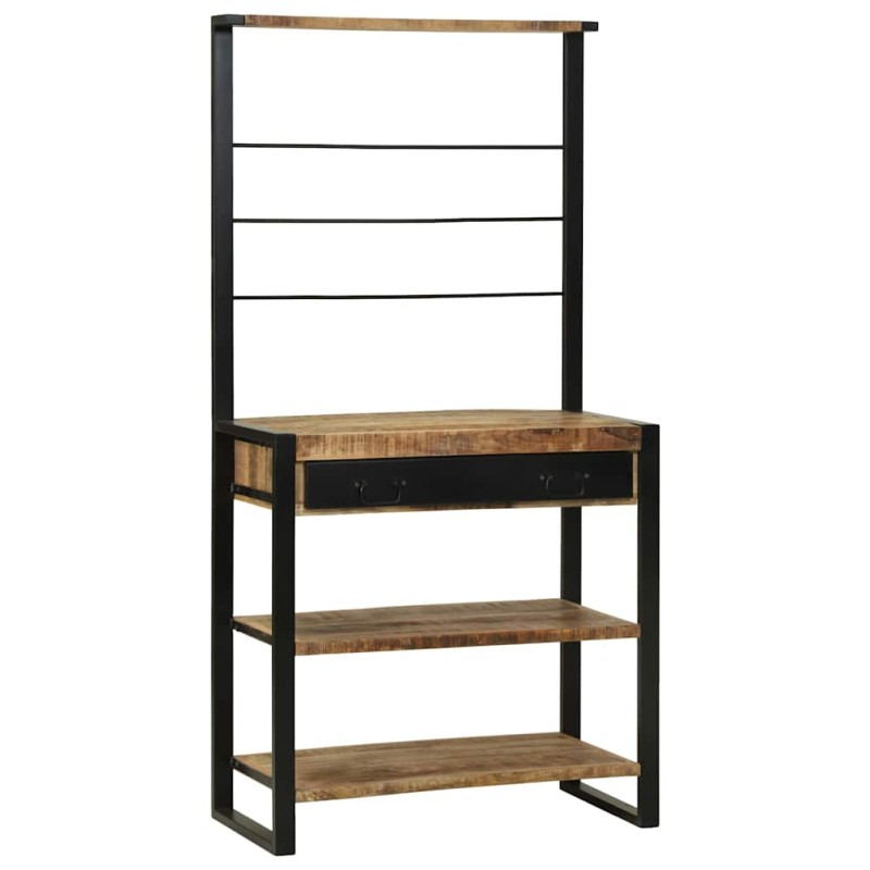 vidaXL Ράφι κουζίνας Καφέ και Μαύρο 80 x 40 x 160 cm