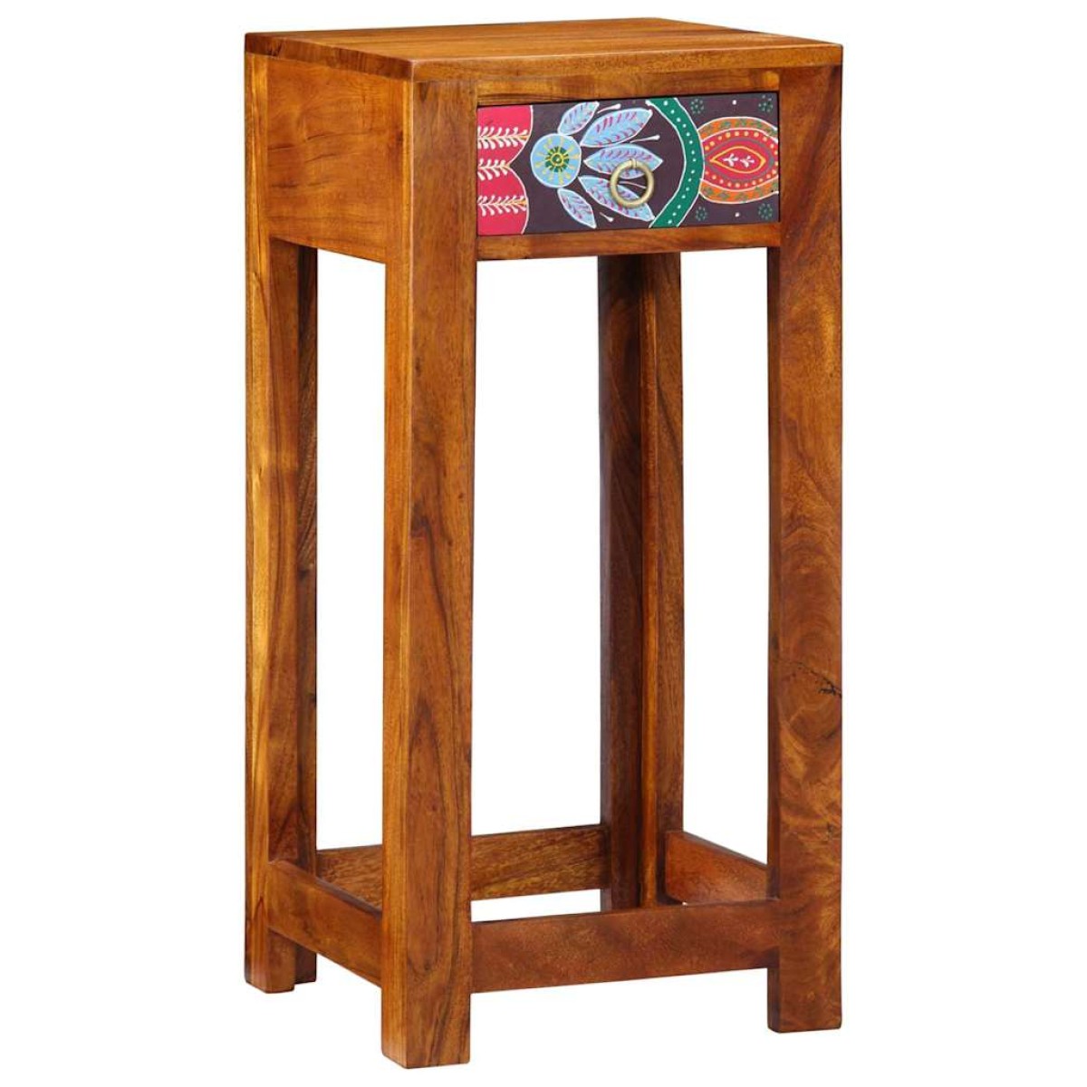 vidaXL Φλοράλ Τραπέζι Τέλους με συρτάρι Καφέ 35 x 35 x 75 εκ.