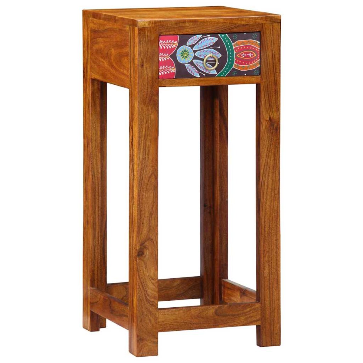 vidaXL Φλοράλ Τραπέζι Τέλους με συρτάρι Καφέ 35 x 35 x 75 εκ.