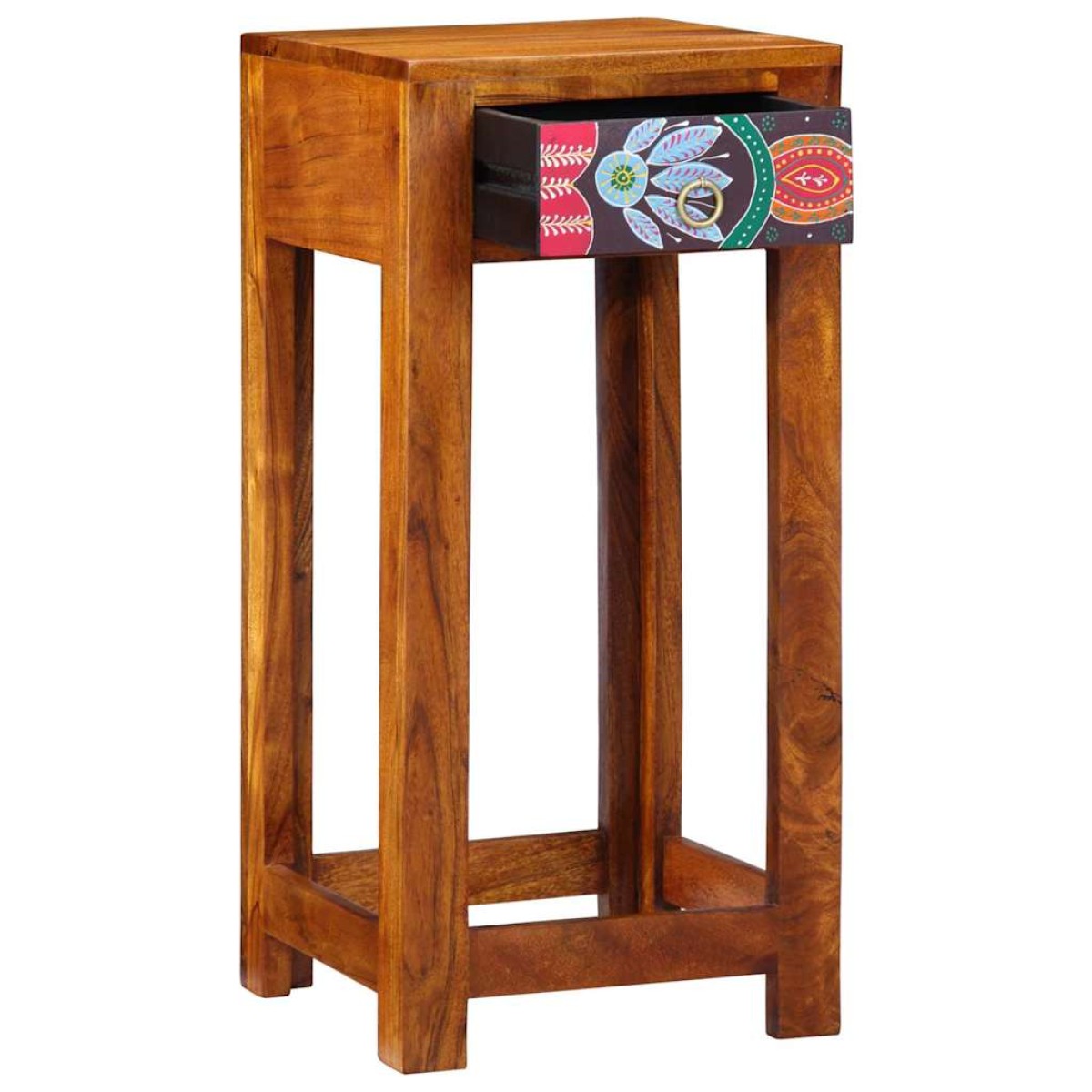 vidaXL Φλοράλ Τραπέζι Τέλους με συρτάρι Καφέ 35 x 35 x 75 εκ.