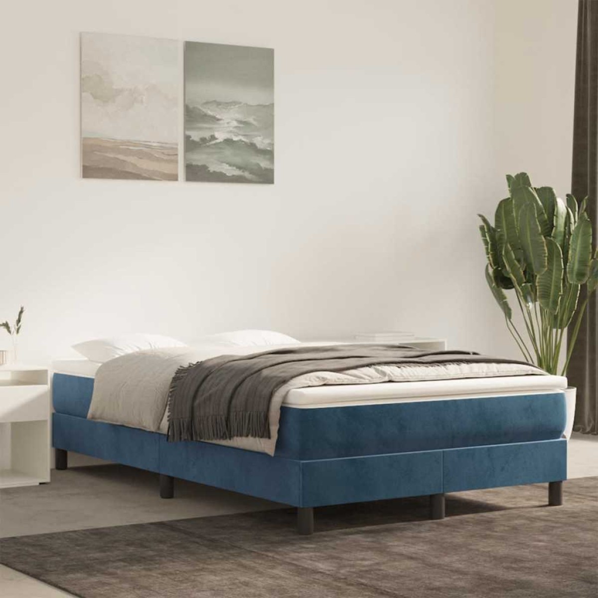 vidaXL Στρώμα με Pocket Springs Μεσαίας Σκληρότητας Σκούρο Μπλε 120x210x20 εκ. Βελούδινο