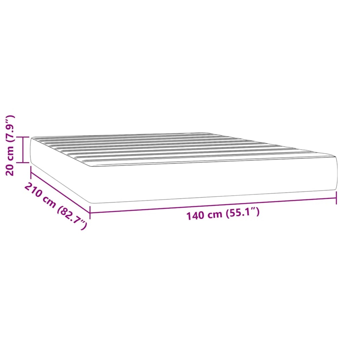 vidaXL Στρώμα με Pocket Springs Μεσαίας Σκληρότητας Μαύρο 140x210x20 εκ. Βελούδινο