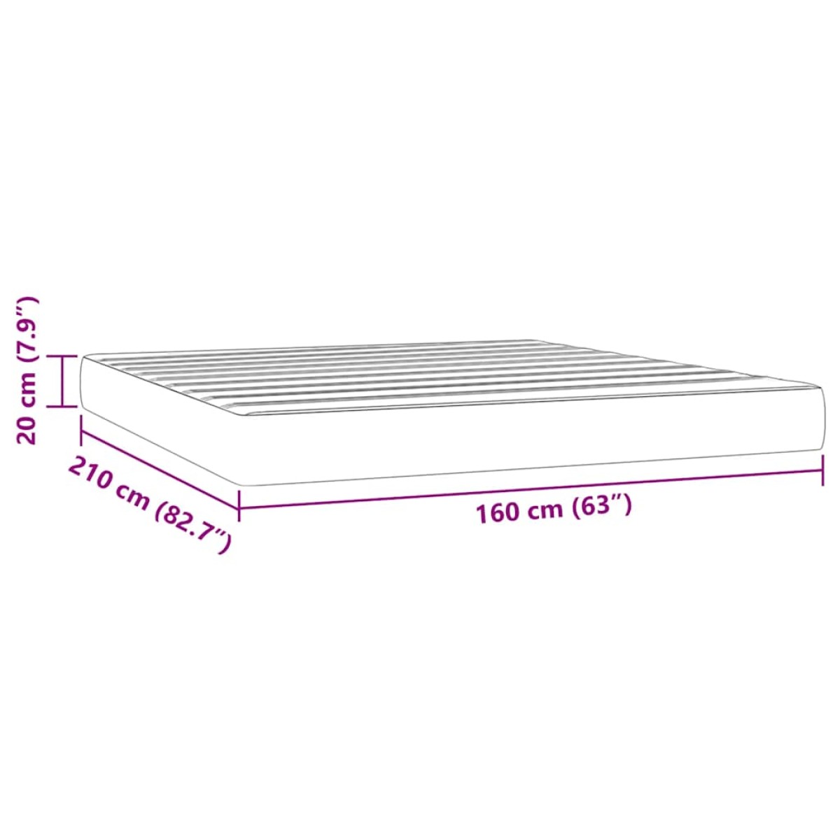 vidaXL Στρώμα με Pocket Springs Μεσαίας Σκληρότητας Μαύρο 160x210x20 εκ. Βελούδινο