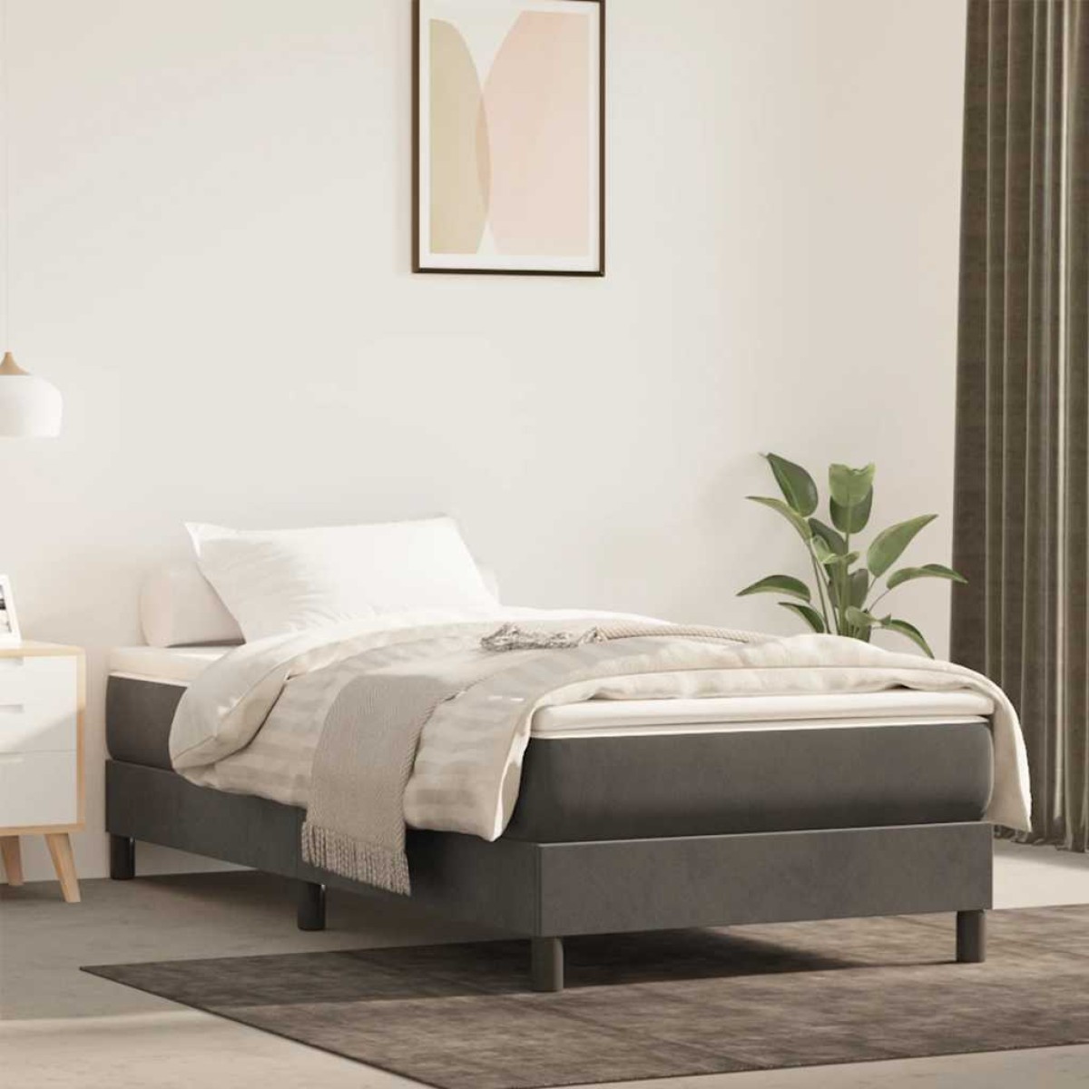 vidaXL Στρώμα με Pocket Springs Μεσαίας Σκληρότητας Σκούρο Γκρι 80x220x20 εκ. Βελούδινο