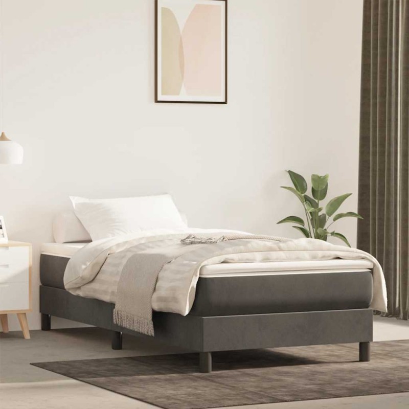 vidaXL Στρώμα με Pocket Springs Μεσαίας Σκληρότητας Σκούρο Γκρι 80x220x20 εκ. Βελούδινο