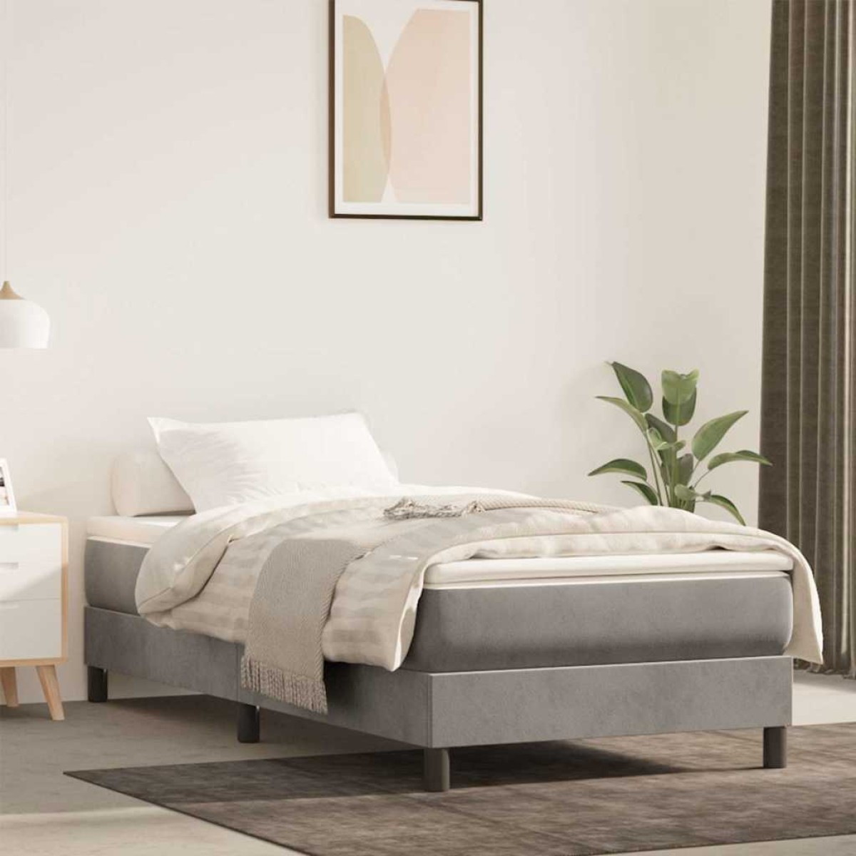 vidaXL Στρώμα με Pocket Springs Μεσαίας Σκληρότητας Ανοιχτό Γκρι 90x220x20 εκ. Βελούδινο