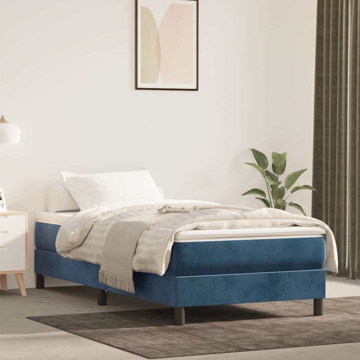 vidaXL Στρώμα με Pocket Springs Μεσαίας Σκληρότητας Σκούρο Μπλε 90x220x20 εκ. Βελούδινο