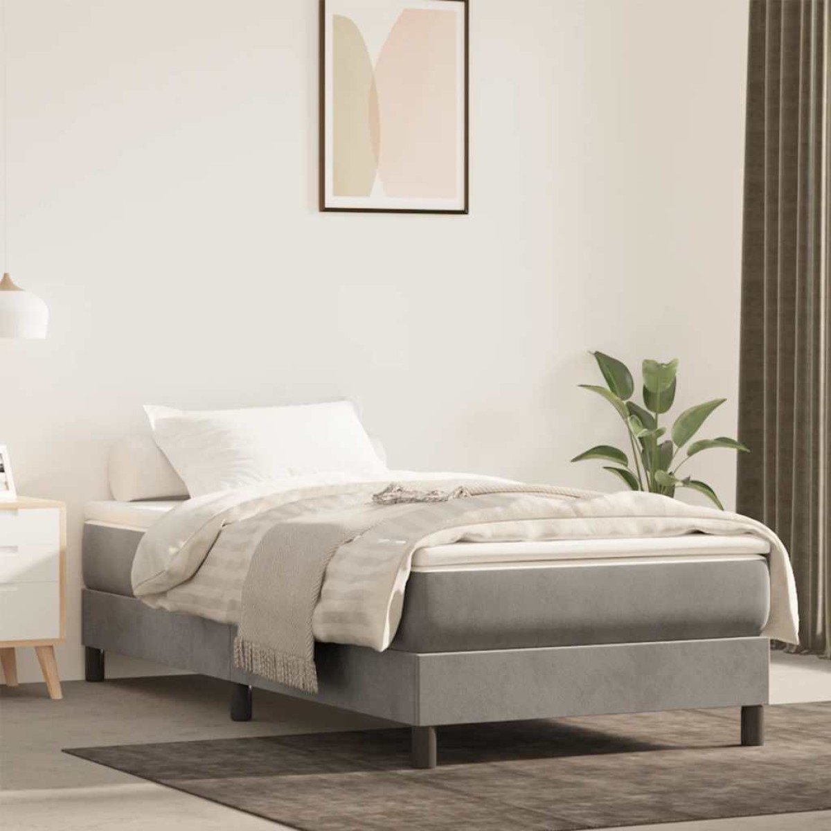 vidaXL Στρώμα με Pocket Springs Μεσαίας Σκληρότητας Ανοιχτό Γκρι 100x220x20 εκ. Βελούδινο