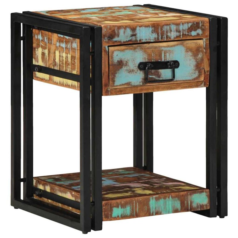 vidaXL Κομοδίνο 2 τμχ. Πολύχρωμο 40 x 40 x 50 cm Στερεό Ανακτηθέν Ξύλο