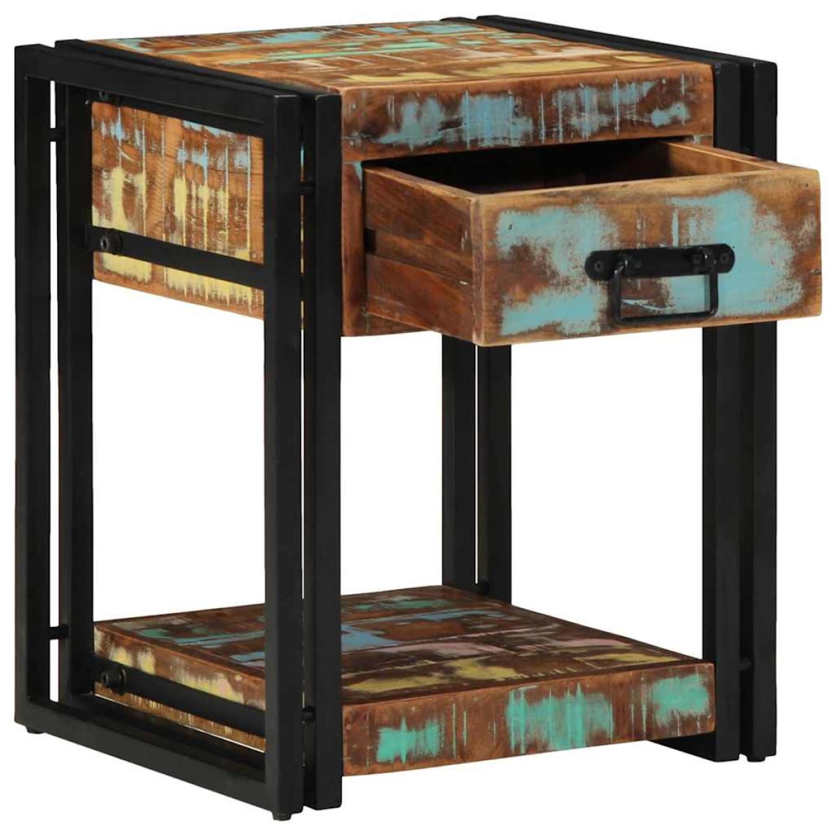 vidaXL Κομοδίνο 2 τμχ. Πολύχρωμο 40 x 40 x 50 cm Στερεό Ανακτηθέν Ξύλο