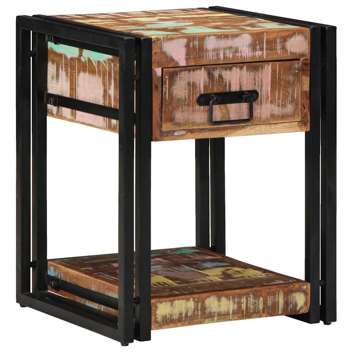 vidaXL Κομοδίνο 2 τμχ. Πολύχρωμο 40 x 40 x 50 cm Στερεό Ανακτηθέν Ξύλο
