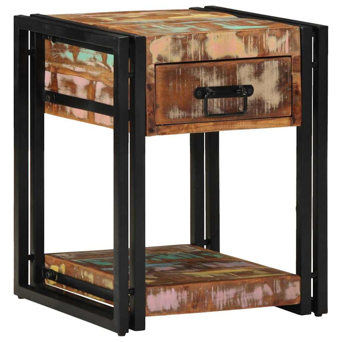 vidaXL Κομοδίνο 2 τμχ. Πολύχρωμο 40 x 40 x 50 cm Στερεό Ανακτηθέν Ξύλο