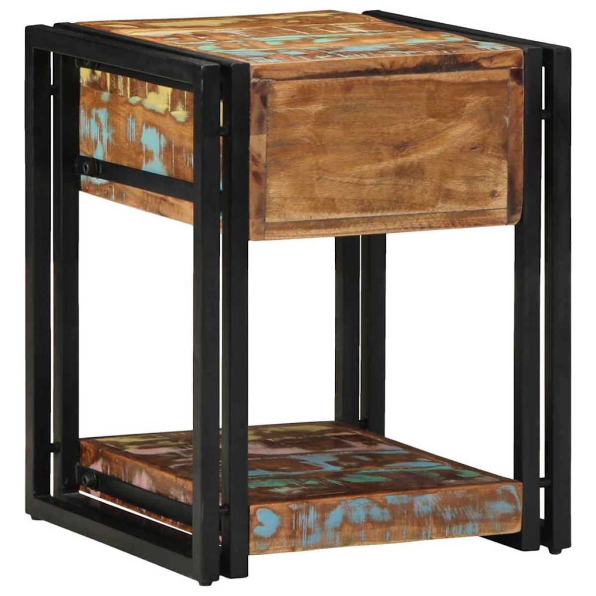 vidaXL Κομοδίνο 2 τμχ. Πολύχρωμο 40 x 40 x 50 cm Στερεό Ανακτηθέν Ξύλο