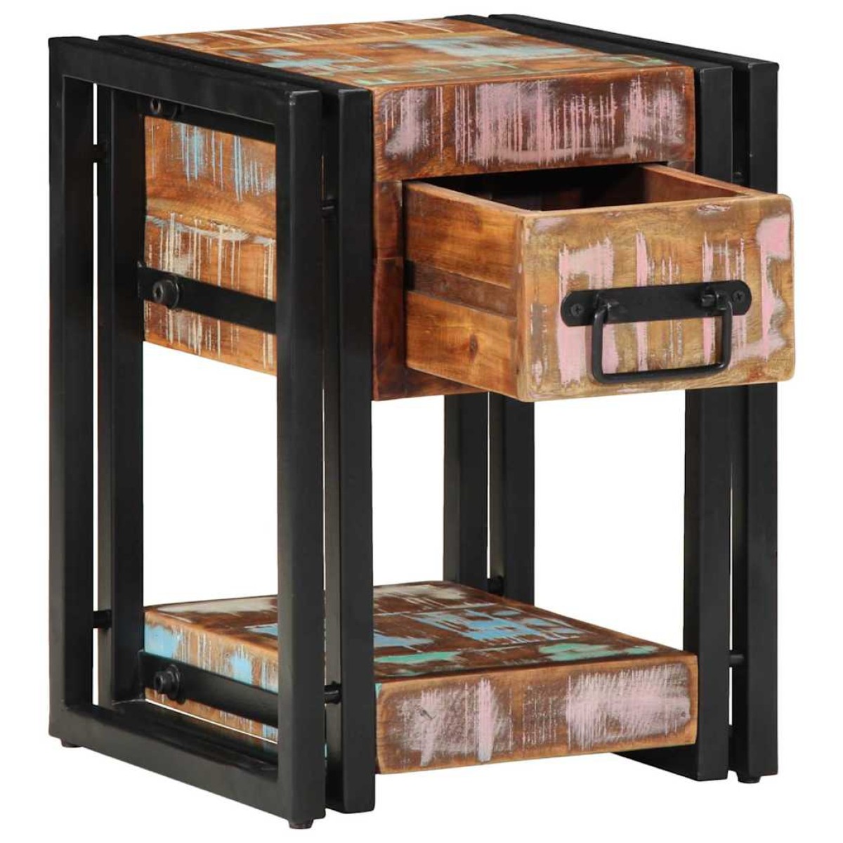 vidaXL Κομοδίνο 2 τμχ. Πολύχρωμο 30 x 30 x 40 cm Στερεό Ανακτηθέν Ξύλο