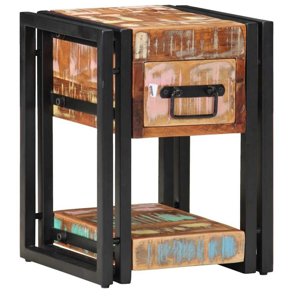 vidaXL Κομοδίνο 2 τμχ. Πολύχρωμο 30 x 30 x 40 cm Στερεό Ανακτηθέν Ξύλο