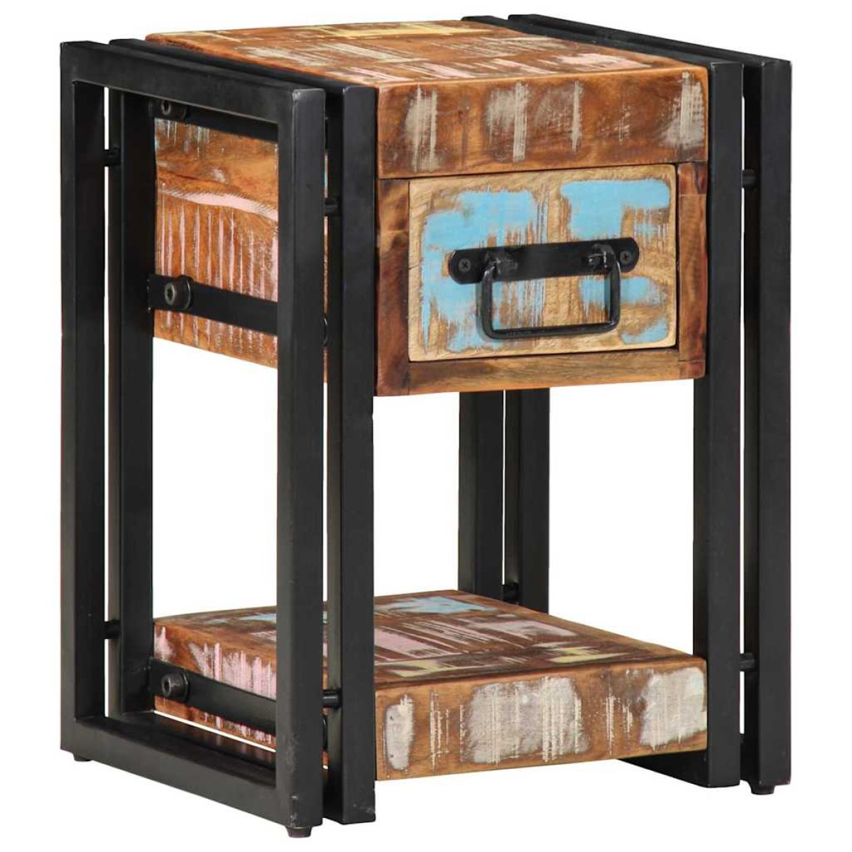 vidaXL Κομοδίνο 2 τμχ. Πολύχρωμο 30 x 30 x 40 cm Στερεό Ανακτηθέν Ξύλο