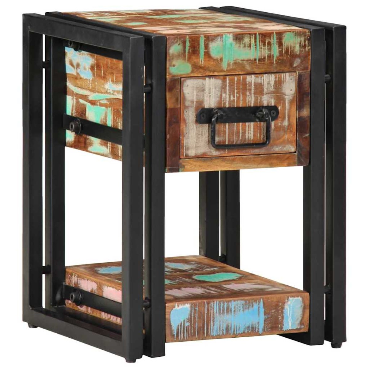 vidaXL Κομοδίνο 2 τμχ. Πολύχρωμο 30 x 30 x 40 cm Στερεό Ανακτηθέν Ξύλο