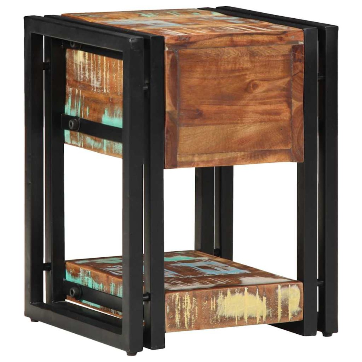 vidaXL Κομοδίνο 2 τμχ. Πολύχρωμο 30 x 30 x 40 cm Στερεό Ανακτηθέν Ξύλο