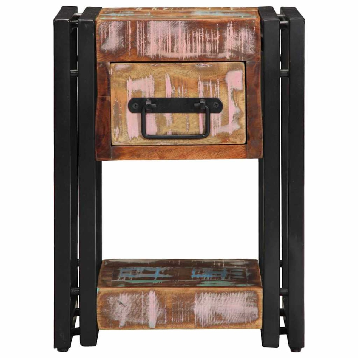 vidaXL Κομοδίνο 2 τμχ. Πολύχρωμο 30 x 30 x 40 cm Στερεό Ανακτηθέν Ξύλο
