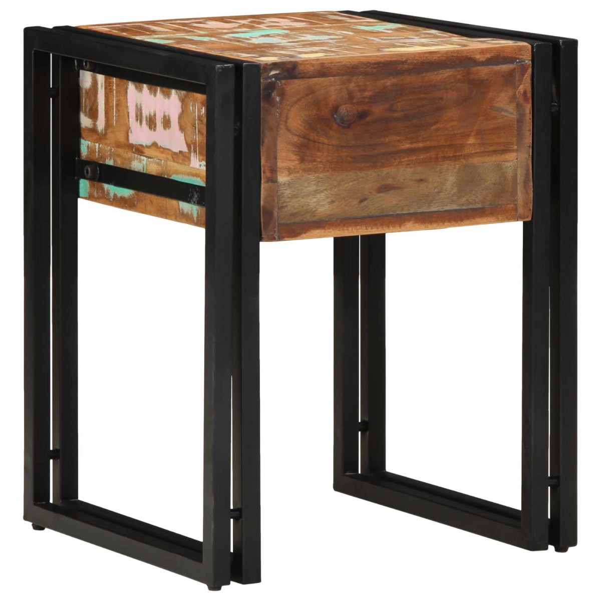 vidaXL End Table με συρτάρι 40 x 40 x 50 cm Στερεό Ανακτηθέν Ξύλο
