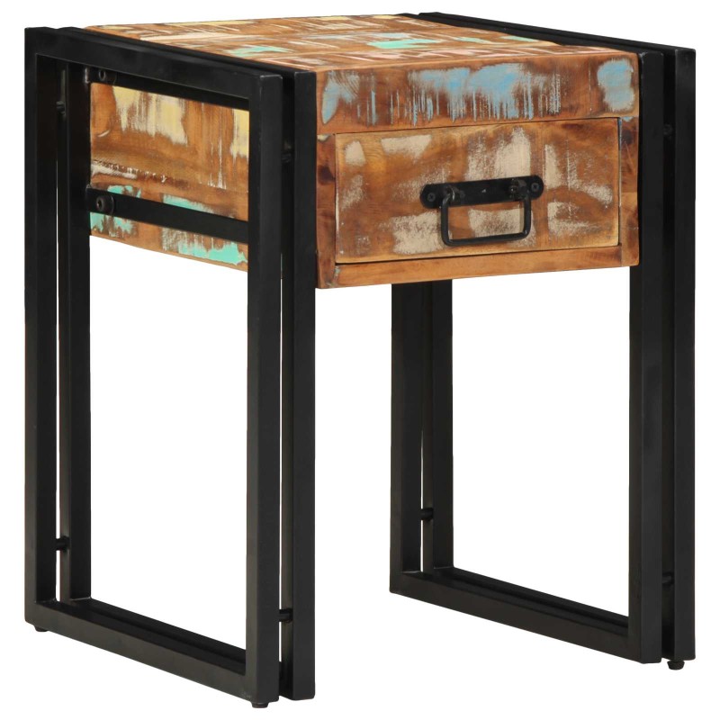 vidaXL End Table με συρτάρι 40 x 40 x 50 cm Στερεό Ανακτηθέν Ξύλο