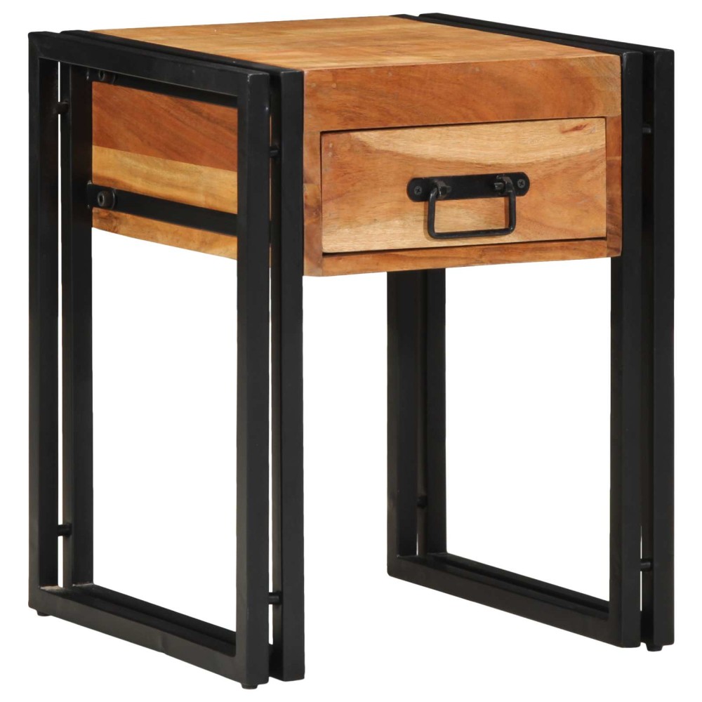 vidaXL End Table Καφέ και Μαύρο 40 x 40 x 50 cm Στερεό Ξύλο Ακακίας