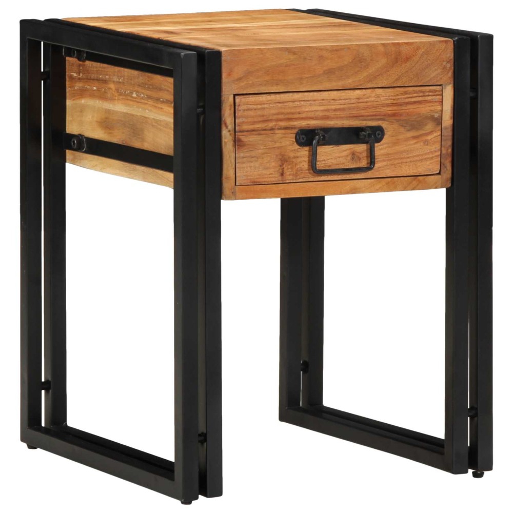 vidaXL End Table Καφέ και Μαύρο 40 x 40 x 50 cm Στερεό Ξύλο Ακακίας