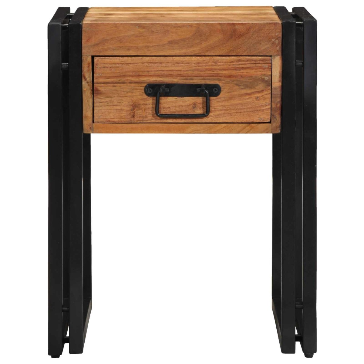 vidaXL End Table Καφέ και Μαύρο 40 x 40 x 50 cm Στερεό Ξύλο Ακακίας