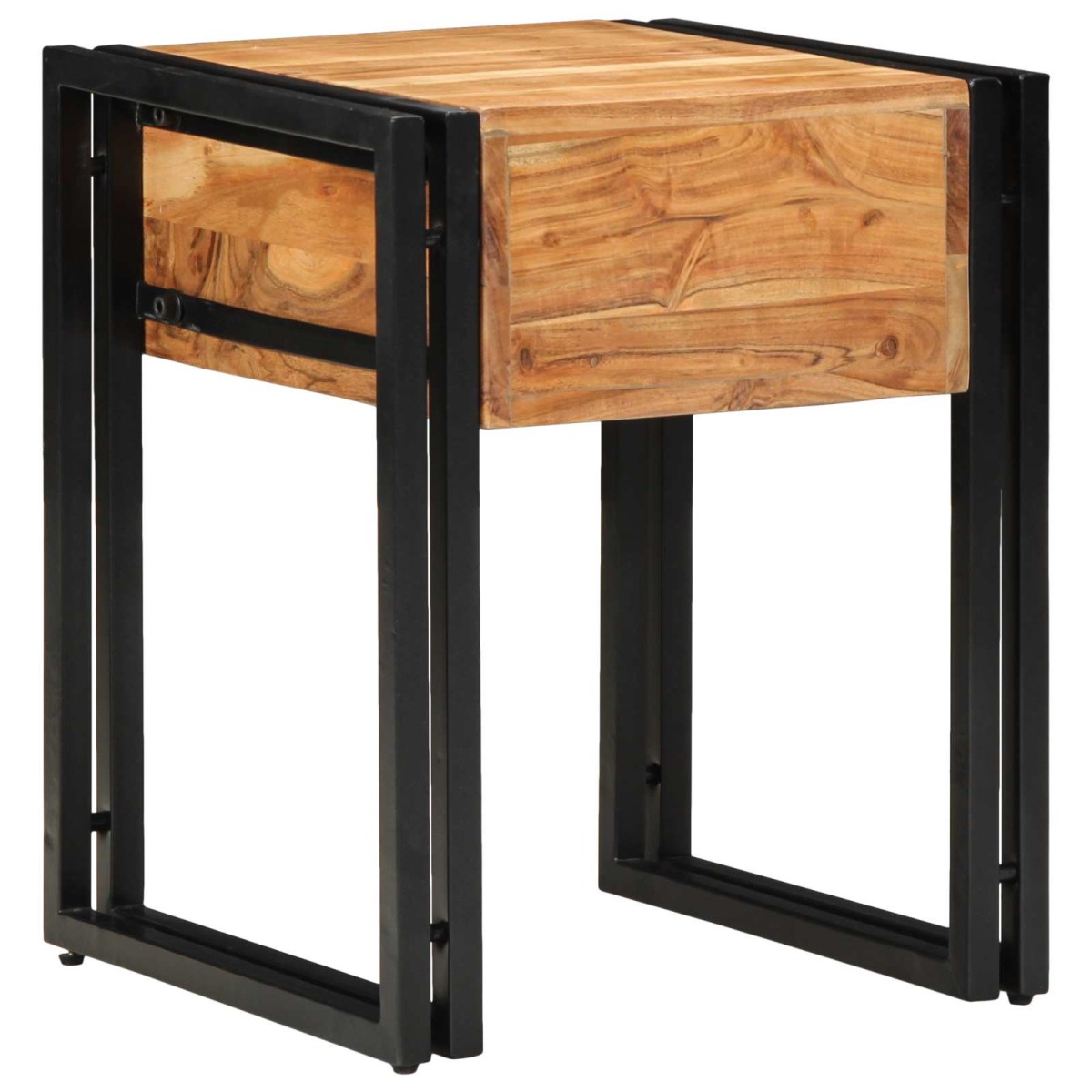 vidaXL End Table Καφέ και Μαύρο 40 x 40 x 50 cm Στερεό Ξύλο Ακακίας