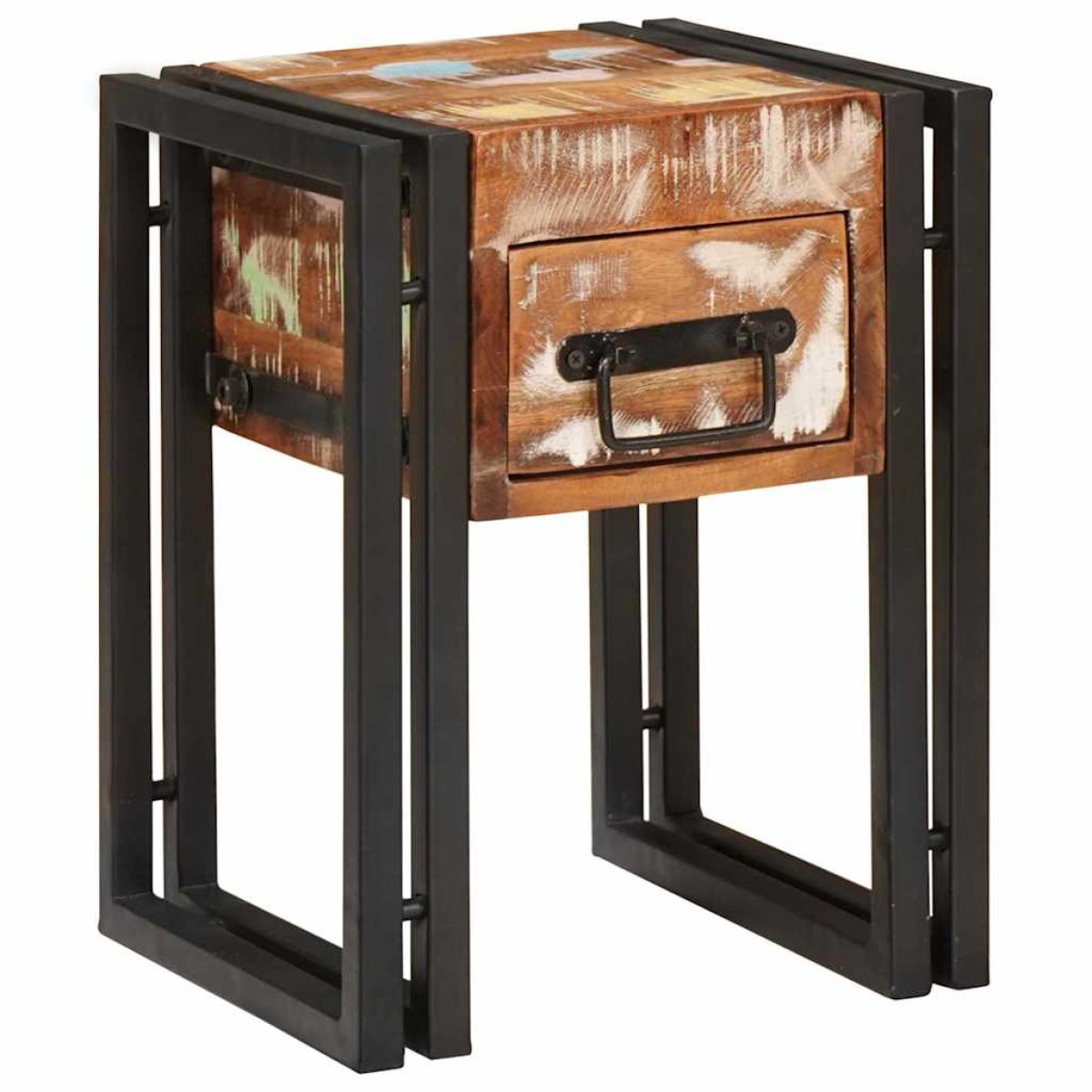 vidaXL End Table με συρτάρι 30 x 30 x 40 cm Στερεό Ανακτηθέν Ξύλο