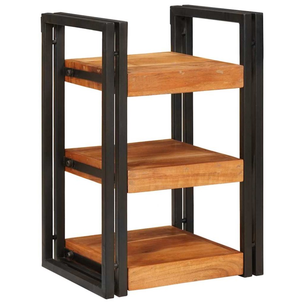 vidaXL Κομοδίνο Καφέ και Μαύρο 38 x 33 x 58 εκ. Σταθερό Ξύλο Ακακίας